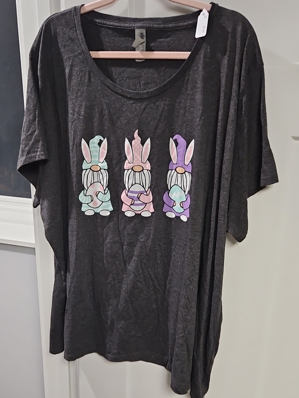 Women's Charcoal Graphic Bunny Gnome Tee - Unbranded